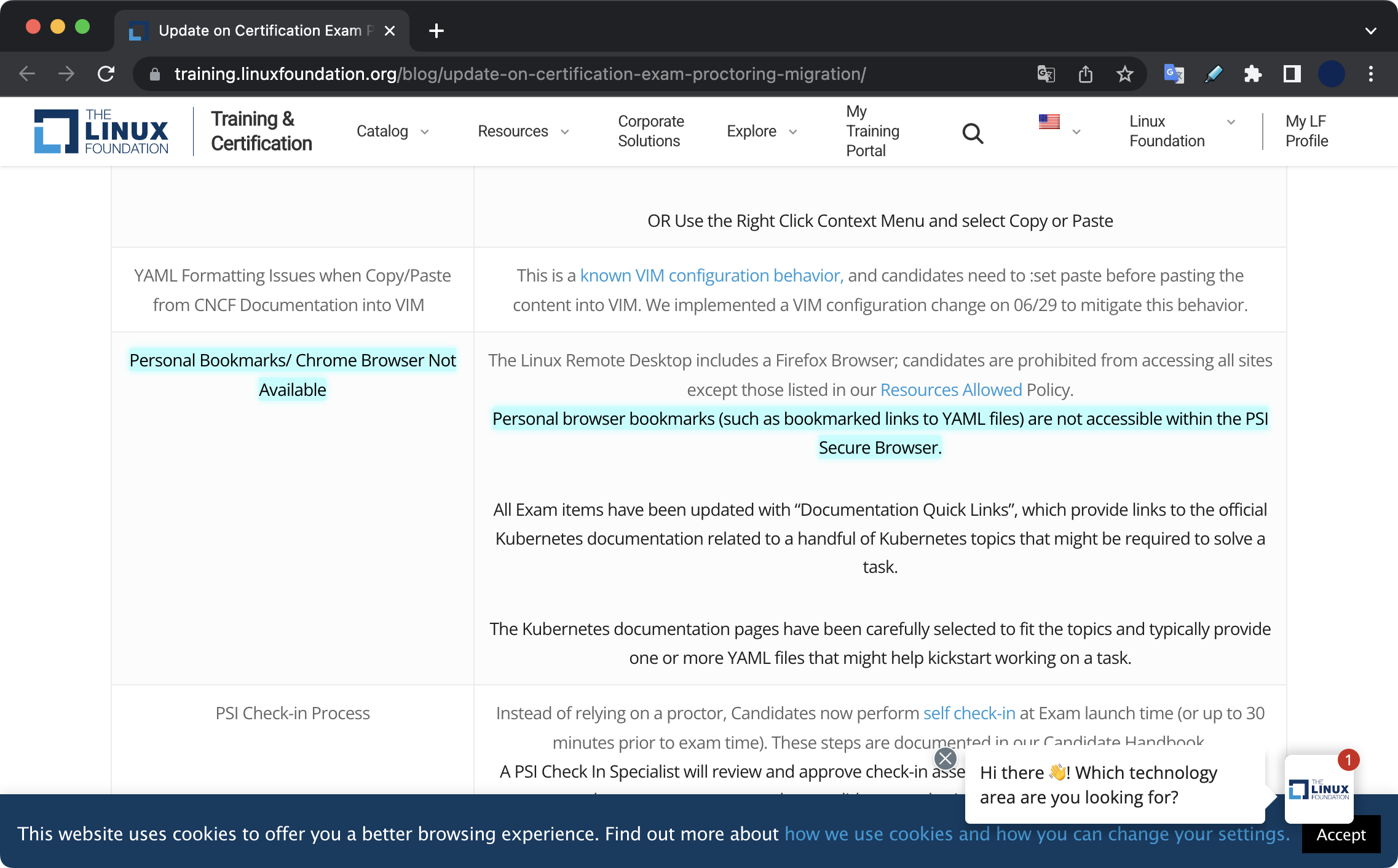 응시자의 북마크 기능 변경사항에 대한 안내글 시험 감독 시스템 변경에 대한 공지