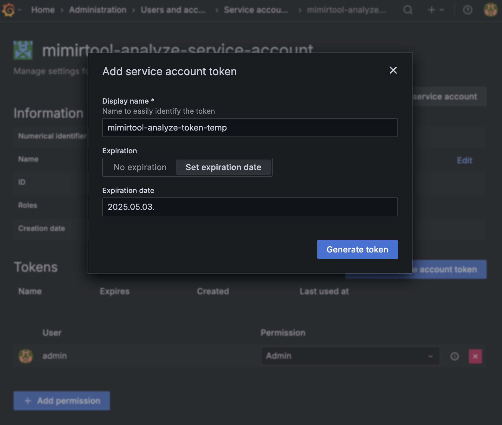 Service Account Token